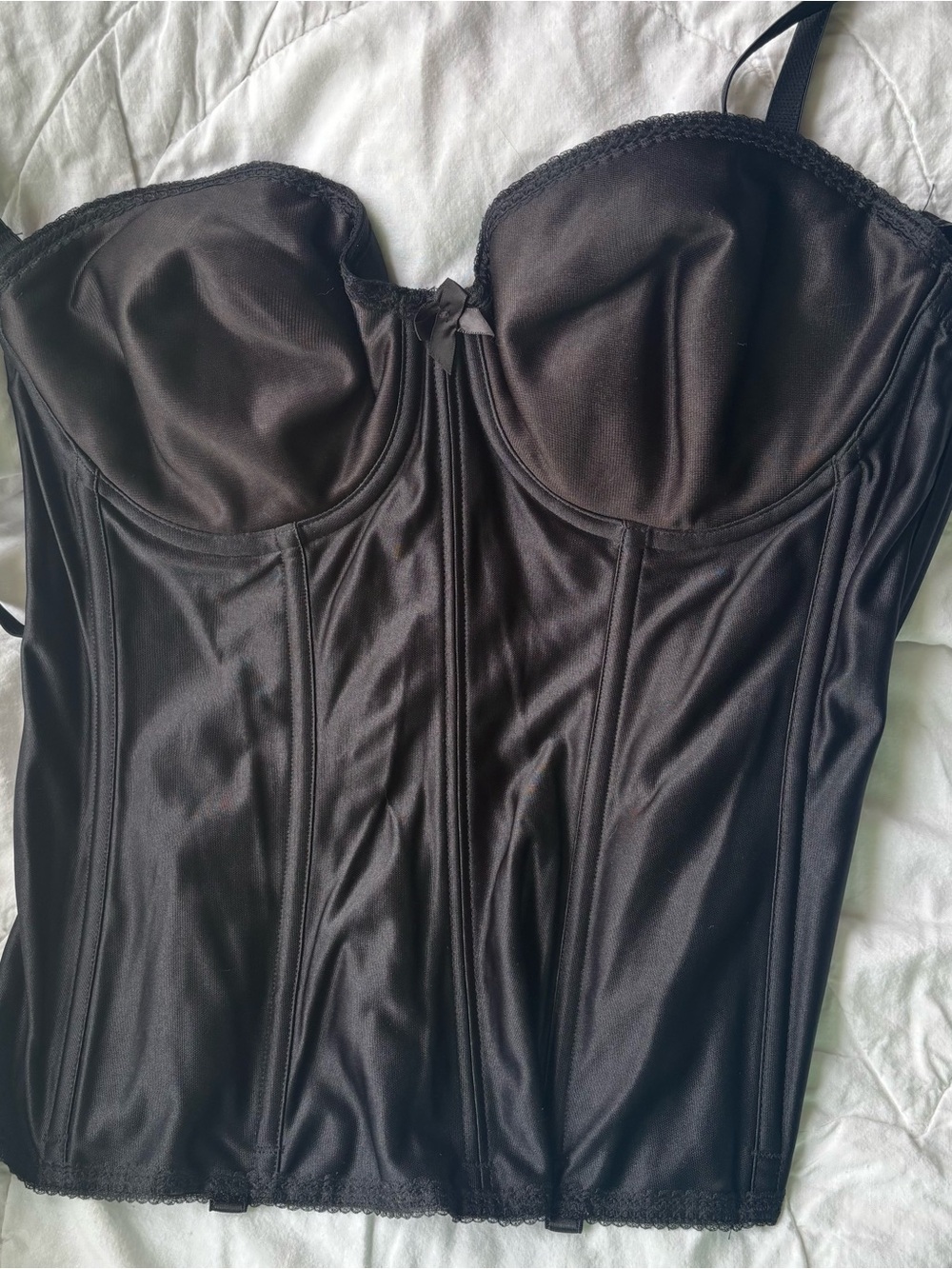 delicates Black Satin Longline Bustier